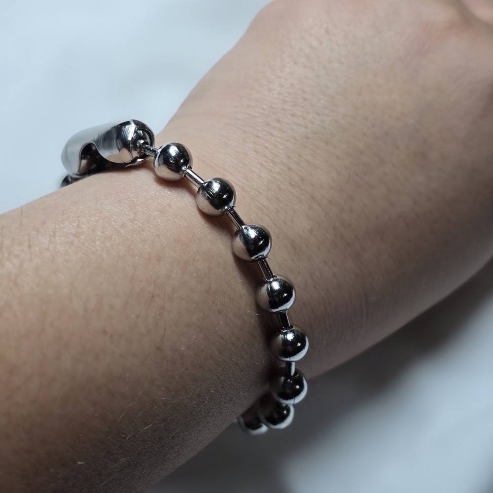Stainless Steel Elegant Silver Beaded Bracelet